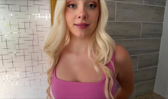 Blonde in panties erotically sucks a big cock...