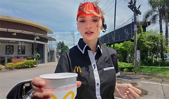 Russian waitress knows how to give a first-class blowjob...